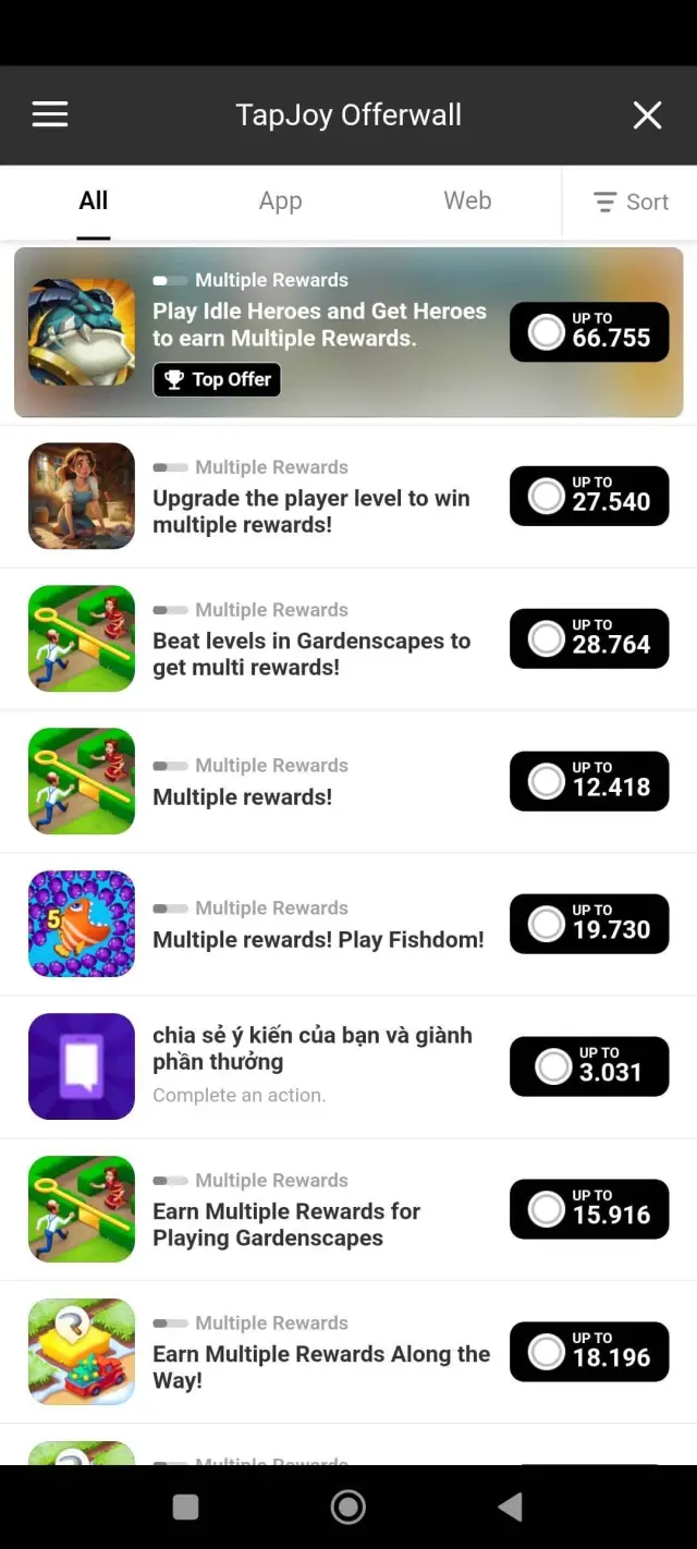 TapJoy Offerwall | Permainan | XWorld