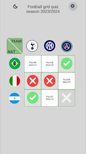 Football grid quiz | Permainan | XWorld