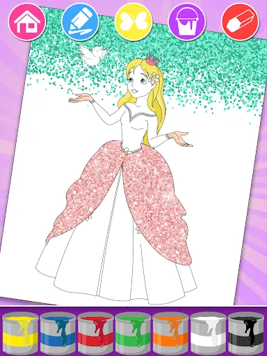 Princesa para Colorir Glitter | juego | XWorld