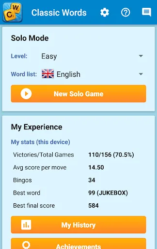 Classic Words Solo | Games | XWorld