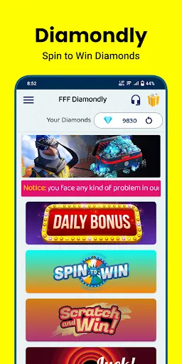 Diamondly: Play Win FFDiamonds | Permainan | XWorld