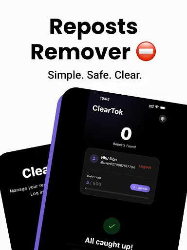 ClearTok: repost remover | Permainan | XWorld