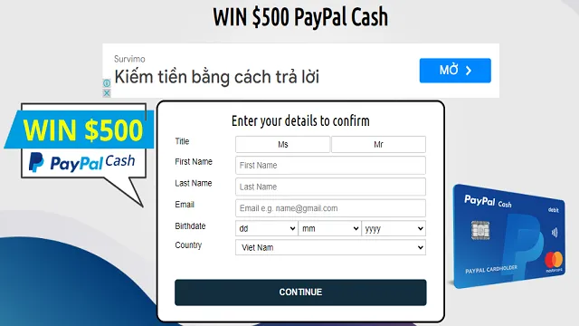 WIN $500 PayPal Cash | Permainan | XWorld