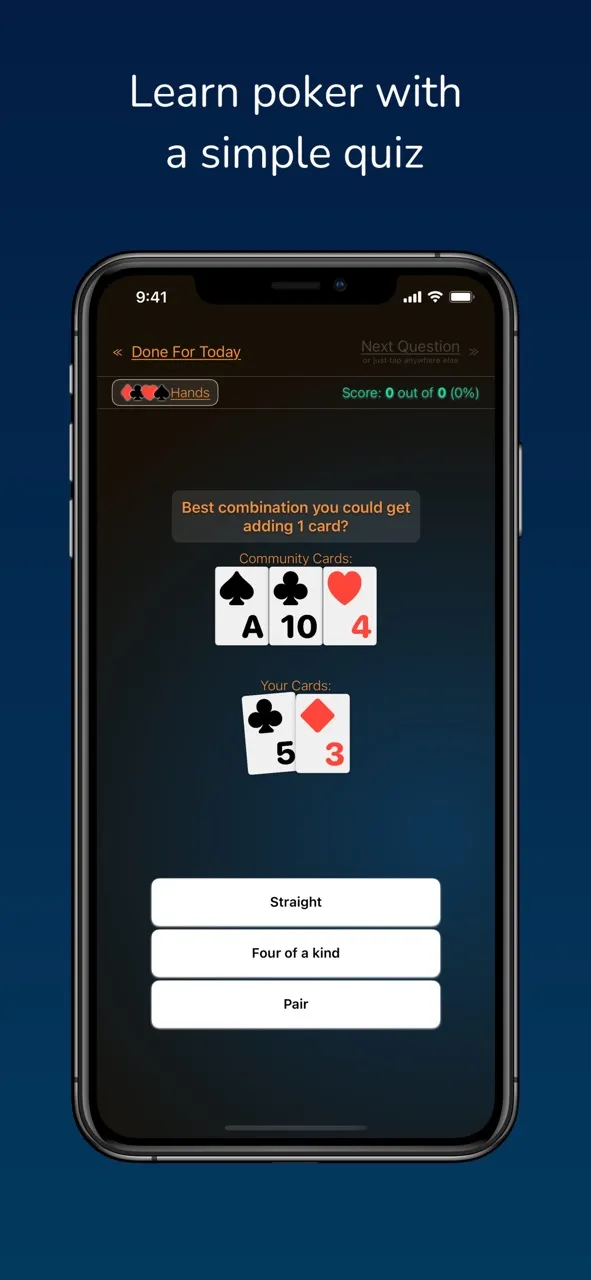 Poker Hands Quiz | เกม | XWorld