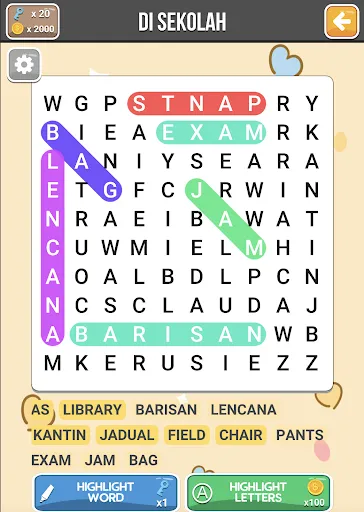 Belajar Cari Perkataan Dwibhsa | Permainan | XWorld