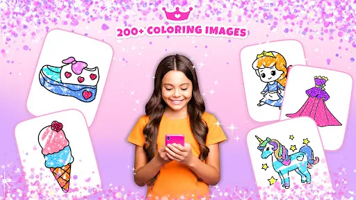 Glitter colouring game: Girls | Games | XWorld