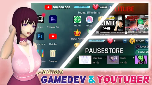 GameDev LiTuber Simulator | Permainan | XWorld