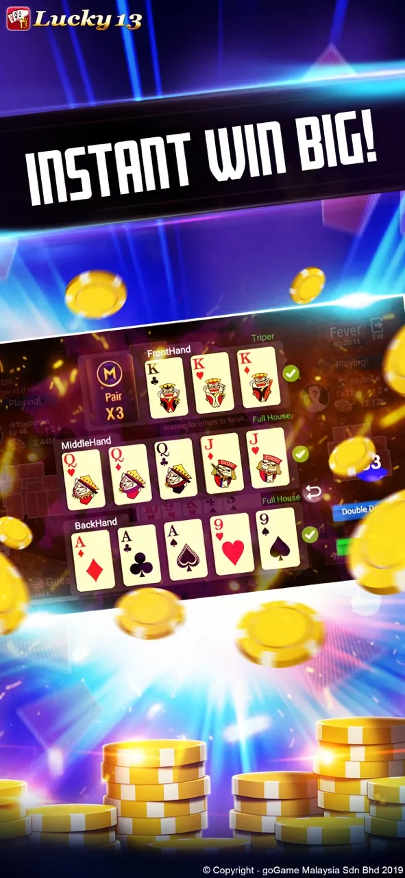 Lucky 13: 13 Card Poker Puzzle | Permainan | XWorld
