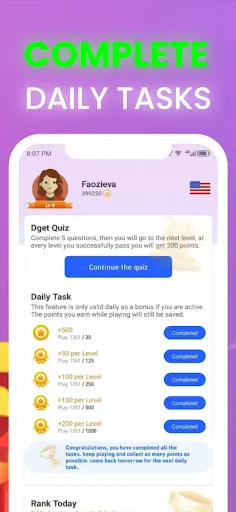 Dget Quiz: Daily Task, LevelUp | Games | XWorld