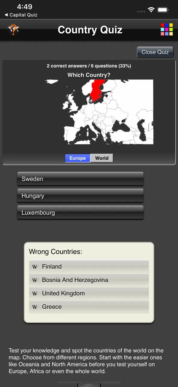 Country Quiz | Permainan | XWorld