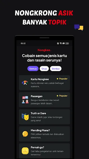 Nongkee - Kartu Topik Obrolan | Permainan | XWorld