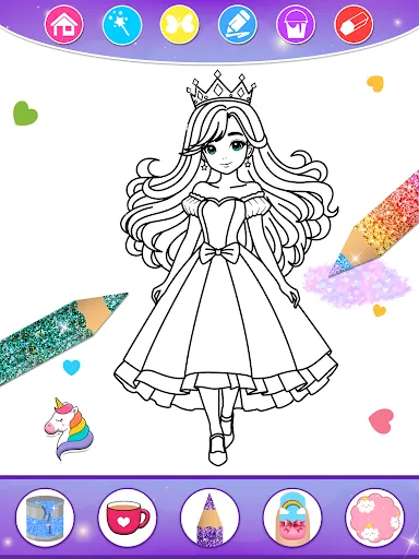 Princesa para Colorir Glitter | juego | XWorld