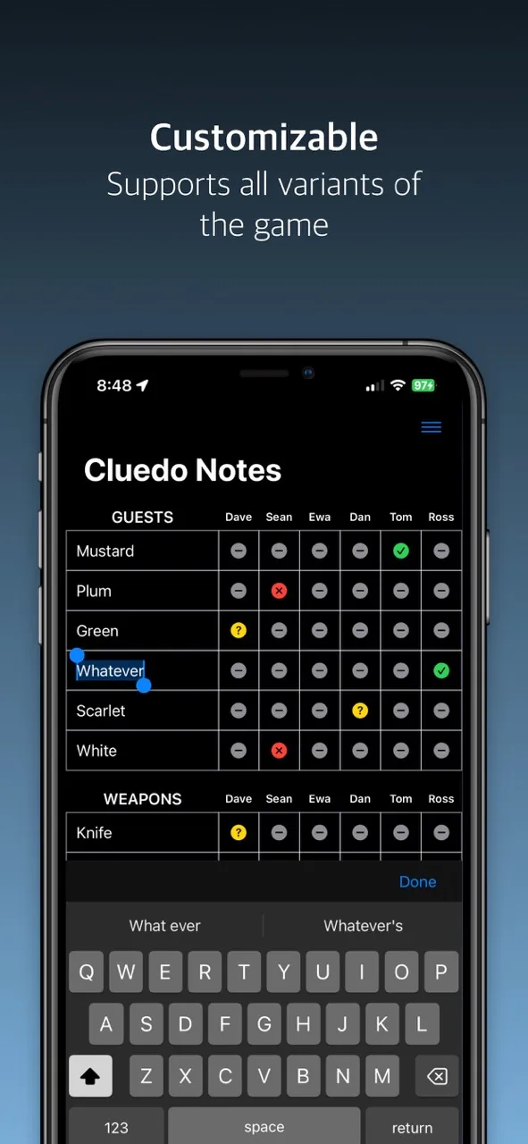 Cluedo Notes | Игры | XWorld